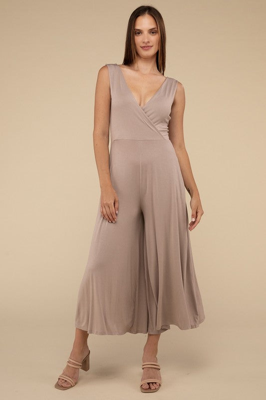 Surplice Neckline Sleeveless Jumpsuit